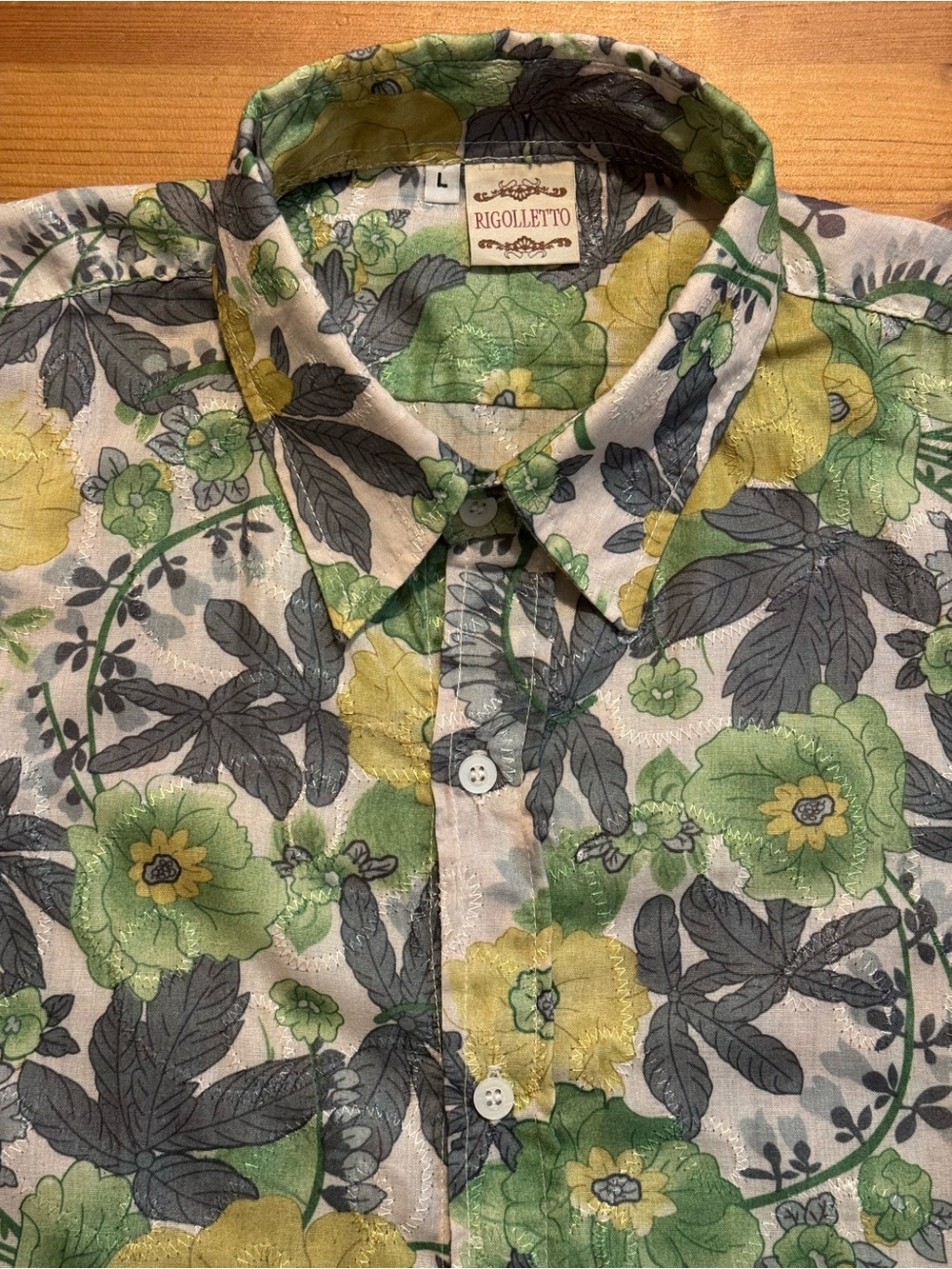 Men's Green Floral Button-Down Shirt